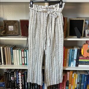 Roolee Black and White Striped Cropped Pants